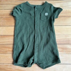 Carter's Olive Green Ribbed Short-Sleeve Romper